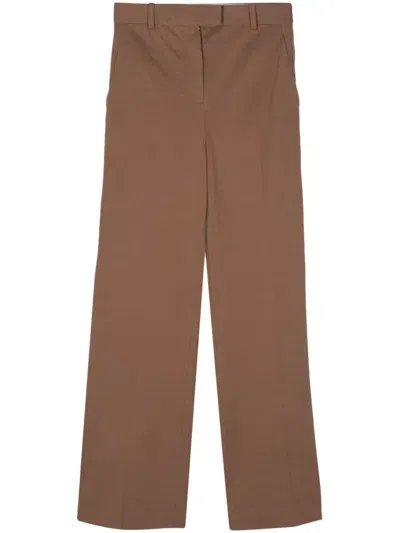 Circolo 1901 Piqué-weave Straight Trousers In Brown