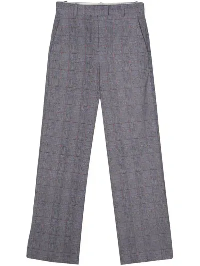 Circolo 1901 Check-pattern Straight-leg Trousers In Blue