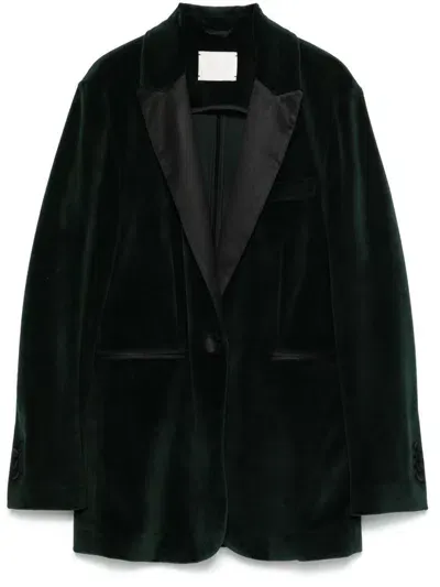 Circolo 1901 Velvet Smoking Blazer In Green