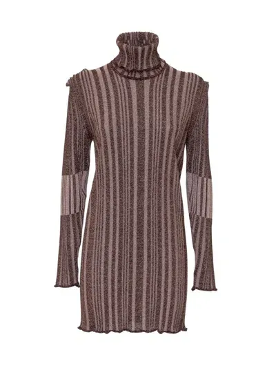 Circus Hotel Ribbed Dress In Brown