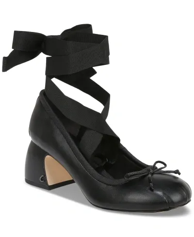 Circus Ny By Sam Edelman Della Lace-up Block-heel Ballet Pumps In Black Leather