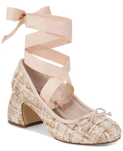 Circus Ny By Sam Edelman Della Lace-up Block-heel Ballet Pumps In Vanilla Bean Boucle