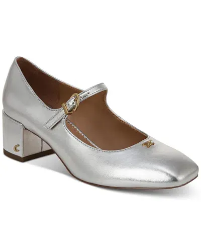 Circus Ny By Sam Edelman Women's Eloisa Block-heel Mary Jane Pumps In Soft Silver Metallic