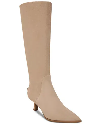 Circus Ny By Sam Edelman Women's Yulia Wide-calf Kitten-heel Dress Boots In Warm Oat Suede