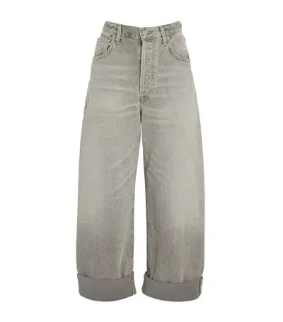 Citizens Of Humanity Ayla Mid-rise Wide-leg Jeans In Grey