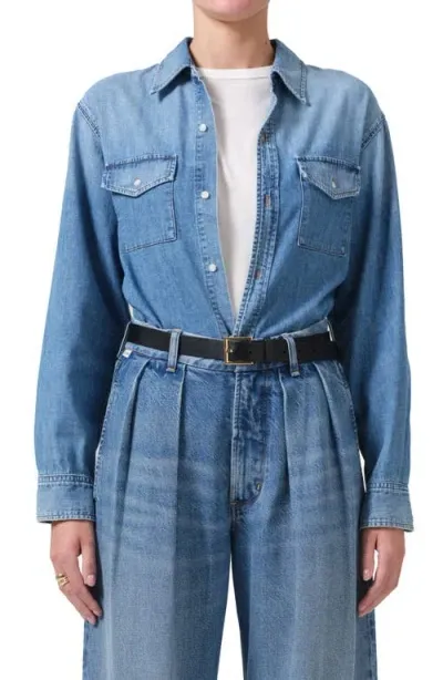 Citizens Of Humanity Baby Shay Denim Button-up Shirt In Blue