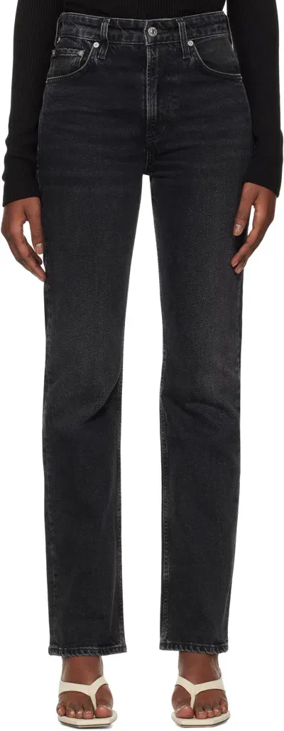 Citizens Of Humanity Black Zurie Straight Jeans In Stormy (dk Black Cl