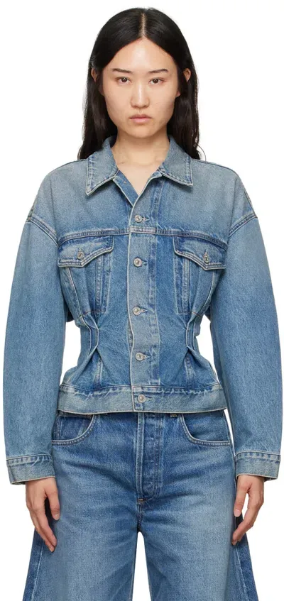 Citizens Of Humanity Blue Leela Belted Denim Jacket In Cabazon