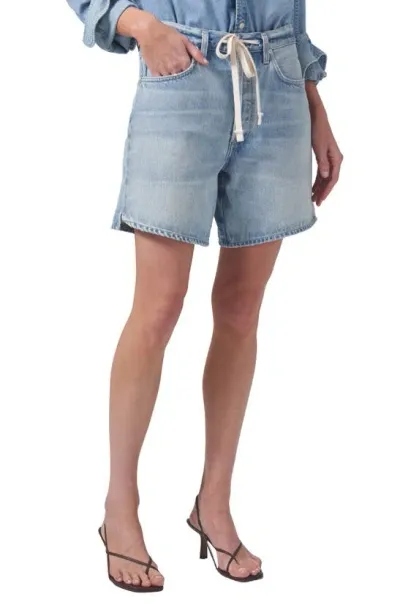 Citizens Of Humanity Brynn Drawstring Denim Shorts In Jesamyn Medium Indigo