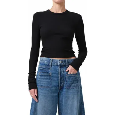 Citizens Of Humanity Faena Crop Crewneck Top In Black