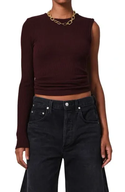 Citizens Of Humanity Fellina Rib One-sleeve Sweater In Burgundy