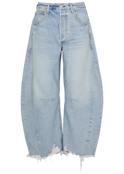 Citizens Of Humanity Horseshoe Distressed Barrel-leg Jeans In Blue