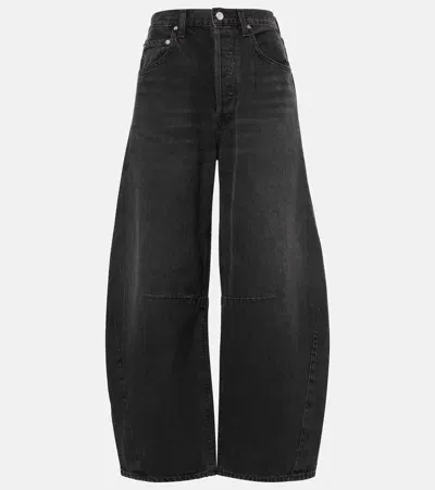 Citizens Of Humanity Horseshoe Mid-rise Barrel-leg Jeans In Black