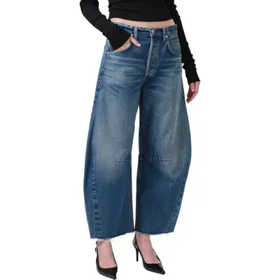 Citizens Of Humanity Horseshoe Superhigh Waist Raw Hem Crop Barrel Jeans In Marshall