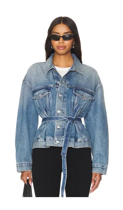 Citizens Of Humanity Leela Belted Denim Peplum Jacket In Cabazon