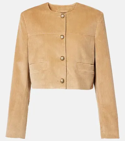 Citizens Of Humanity Pia Cropped Cotton Corduroy Jacket In Beige