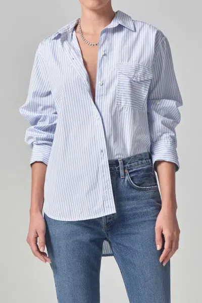 Citizens Of Humanity Shay Shirt In Mashu Stripe In Blue