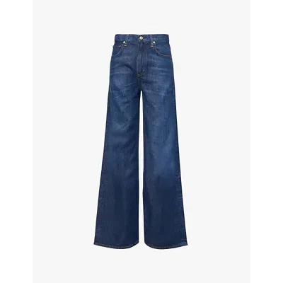 Citizens Of Humanity Paloma Baggy Brand-patch Wide-leg High-rise Woven-blend Jeans In Gamut (dk Indigo)