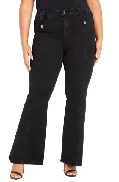 City Chic Asha Mia High Waist Bootcut Jeans In Black