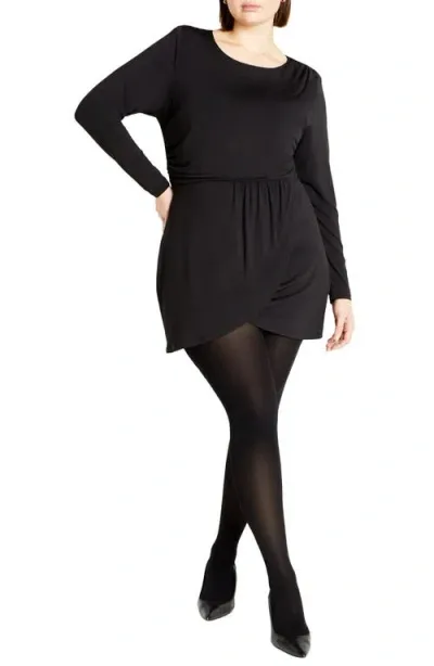 City Chic Kasey Long Sleeve Dress In Black