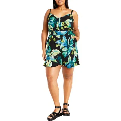 City Chic Oasis Floral Romper In Tropical Oasis