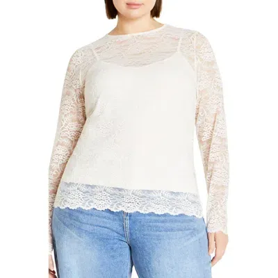 City Chic Selena Lace Top In Cream