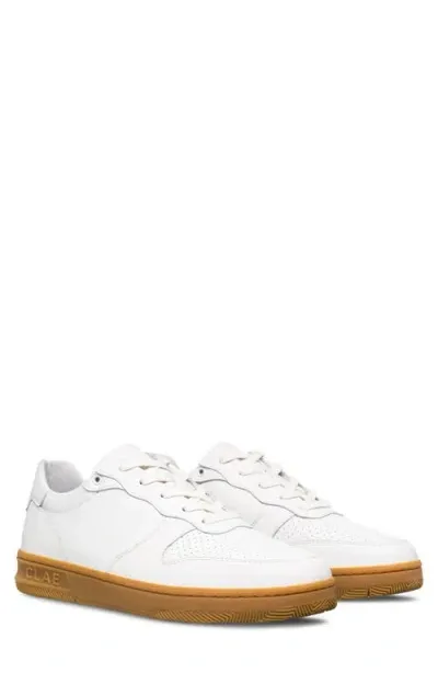 Clae Malone Leather Sneaker In White Leather Light Gum