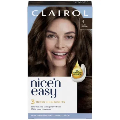 Clairol Nice' N Easy Crème Natural Looking Oil Infused Permanent Hair Dye 177ml (various Shades) - 4 Dark Br In 4 Dark Brown