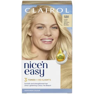 Clairol Nice' N Easy Crème Natural Looking Oil Infused Permanent Hair Dye 177ml (various Shades) - Sb1 Ultra In Sb1 Ultra Light Natural Beach Blonde