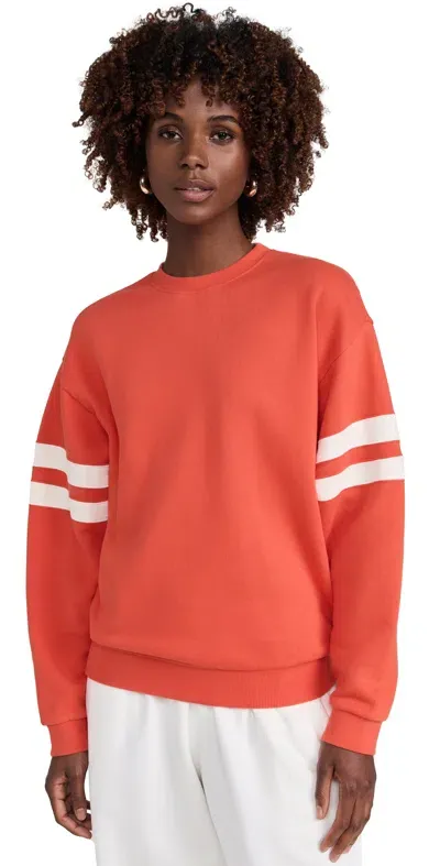 Clare V Oversized Varsity Sweatshirt Bright Poppy In Pink