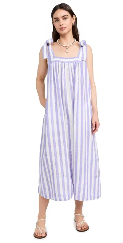 Clare V Rosalie Dress Purple & Off White Stripe