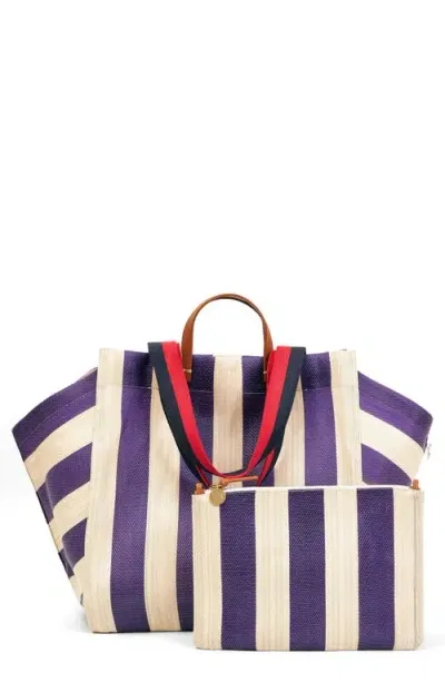 Clare V . Stripe Beach Tote In Gold