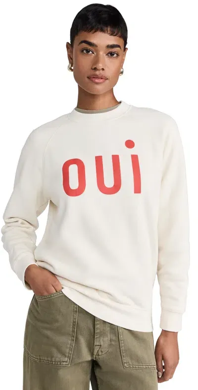 Clare V Sweatshirt Cream With Bright Poppy Oui