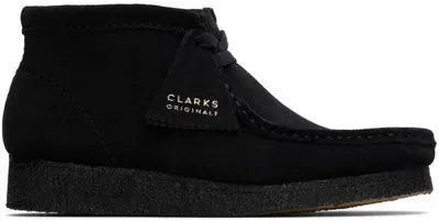 Clarks Originals Black Wallabee Cup Boots In Black Suede