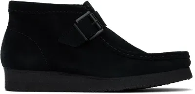 Clarks Originals Black Wallabee Buckle Boots In Black Sde