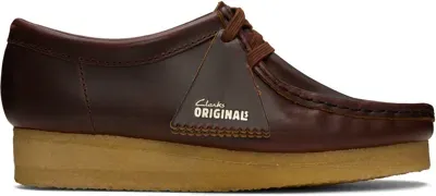 Clarks Originals Burgundy Wallabee Derbys In Damson Leather