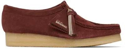 Clarks Originals Burgundy Wallabee Derbys In Deep Red Sde