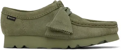 Clarks Originals Green Wallabee Gtx Derbys In Khaki/green Sde