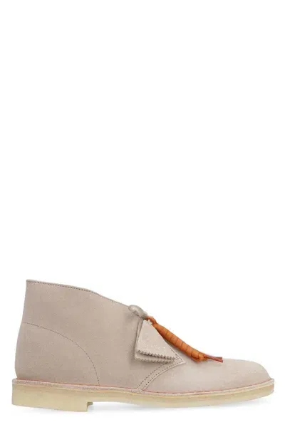 Clarks Suede Desert Boots In Beige