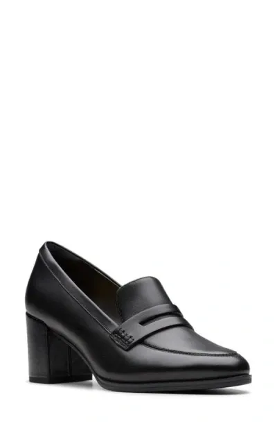 Clarksr Clarks(r) Freva 55 Edge Penny Loafer Pump In Black Leather