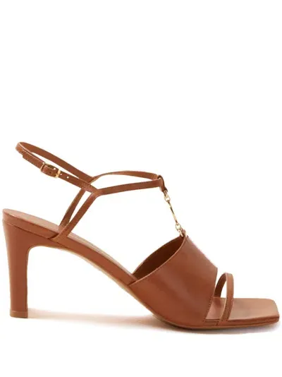 Claudie Pierlot 75mm Logo-charm Heel Sandals In Bruns