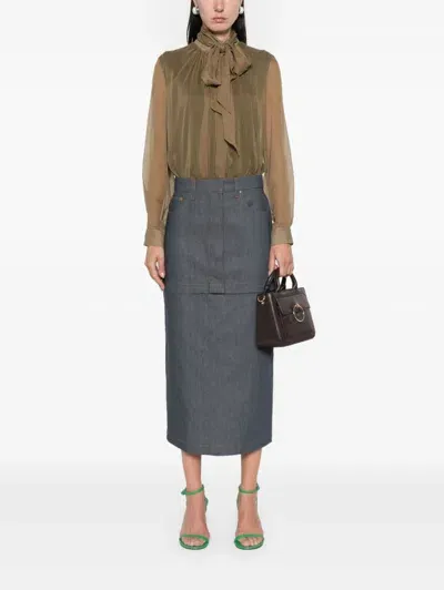 Claudie Pierlot Denim Maxi Skirt In Blue