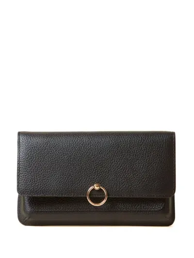 Claudie Pierlot Grained Leather Clutch Bag In Noir / Gris