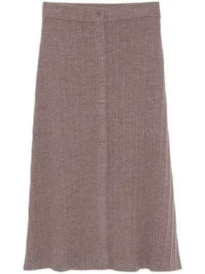 Claudie Pierlot Knitted Midi Skirt In 中性色