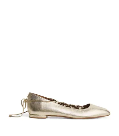 Claudie Pierlot Leather Lace-up Ballet Flats In White