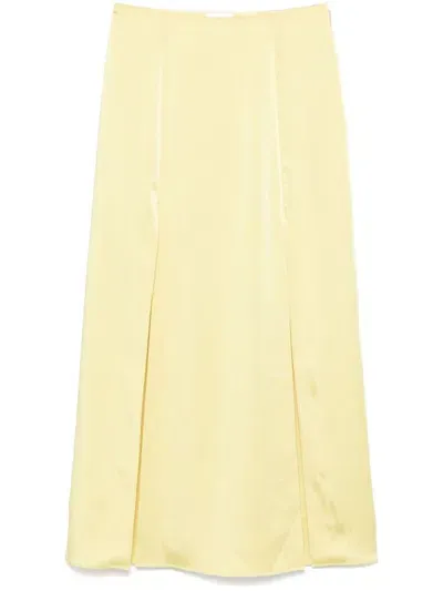 Claudie Pierlot Satin Maxi Skirt In Jaunes / Oranges