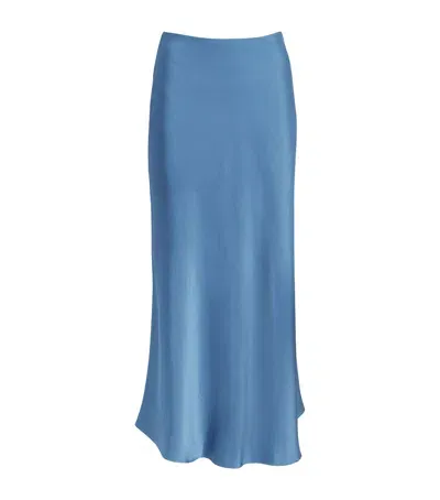 Claudie Pierlot Satin Midi Skirt In Blue