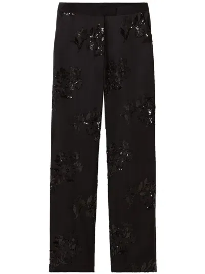 Claudie Pierlot Sequin-embellished Straight Trousers In Black