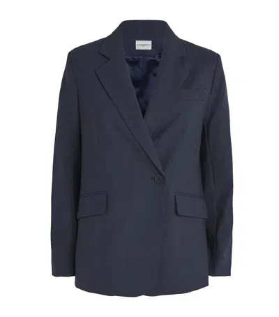 Claudie Pierlot Wool-blend Double-breasted Blazer In Blue