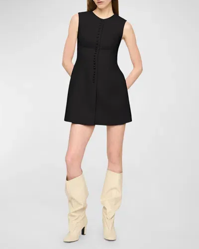 Clea Cedar Buttoned Mini Dress In Black